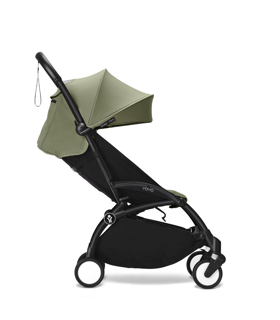 Stokke® YOYO3® 6+ Olive. Black Frame. Reclined seat position. galery image 7